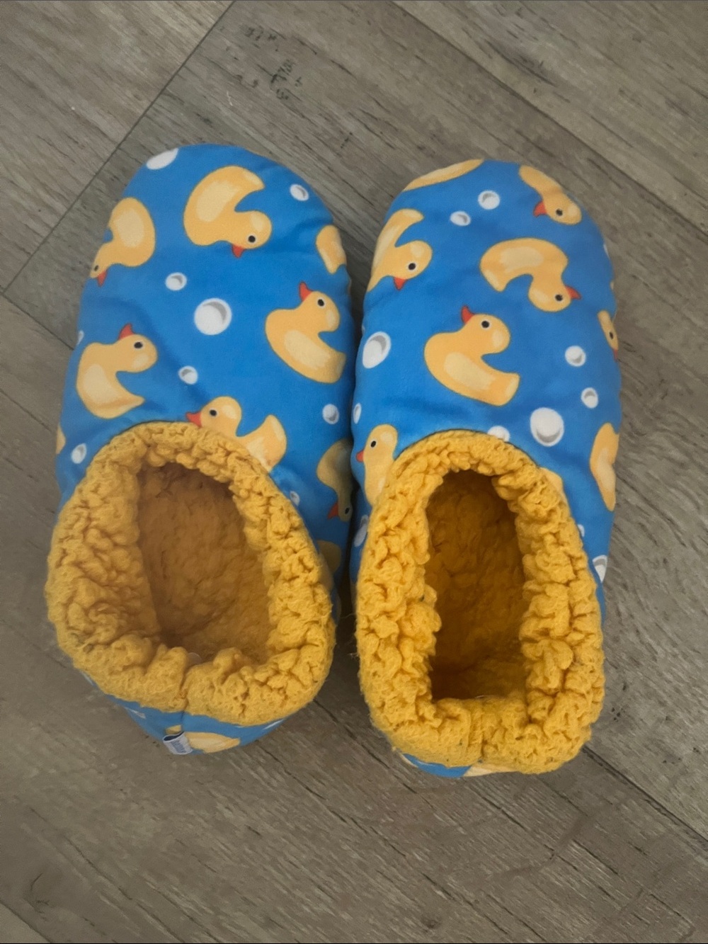 Snoozies Rubber Duckie Blue Slippers Non-Skid Women's Size S - RN 112543